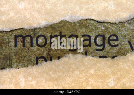 Texte sur papier hypothécaire hole Banque D'Images