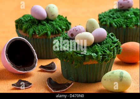 Cupcakes de Pâques. Banque D'Images