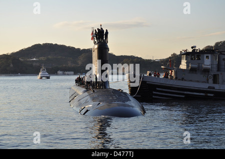 USS Texas (SSN 775) moors à Yokosuka, Japon. Banque D'Images