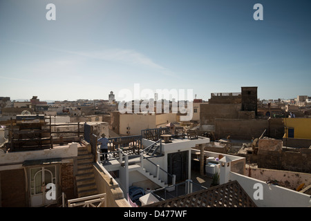 La vue sur les toits de la Médina d'Essaouira, Maroc Banque D'Images