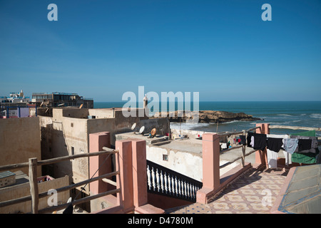 La vue sur les toits de la Médina d'Essaouira, Maroc Banque D'Images