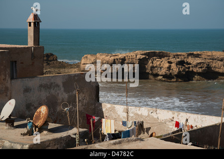 La vue sur les toits de la Médina d'Essaouira, Maroc Banque D'Images