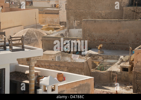 La vue sur les toits de la Médina d'Essaouira, Maroc Banque D'Images