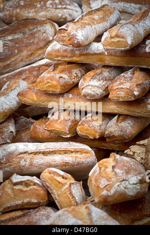 Un affichage de différents pains pains. Banque D'Images