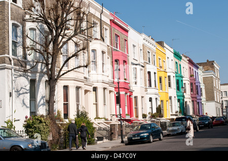 Maisons mitoyennes, Lancaster Road, Notting Hill, London, W11, UK Banque D'Images