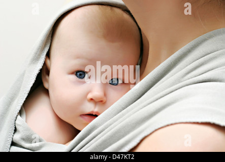 Petit bébé dans l'écharpe Banque D'Images