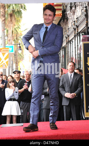 Hollywood, Californie, USA. 7 mars 2013. James Franco arrive pour le dévoilement de James Franco's étoile sur le Walk of Fame. (Crédit Image : Photo : Lisa O'Connor/ZUMAPRESS.com/Alamy Live News) Banque D'Images