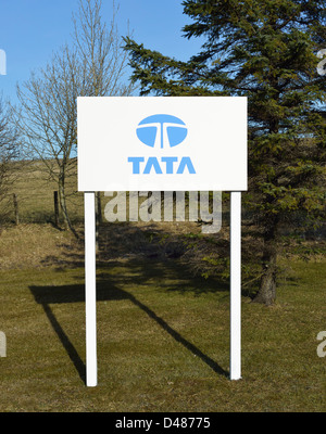 TATA Steel sign. Shapfell travaille calcaire, Shap, Cumbria, Angleterre, Royaume-Uni, Europe Banque D'Images