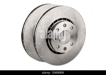 Location de disque de frein sur fond blanc Banque D'Images