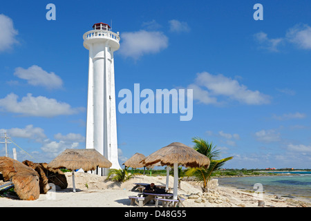 Costa Maya Mexique Lighthouse Beach Caribbean Cruise Ship Port Banque D'Images