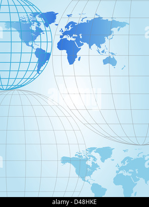 Arrière-plan avec globe et carte Banque D'Images