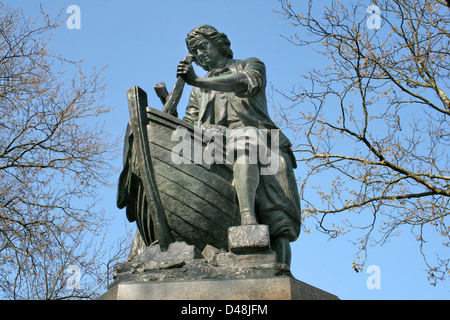 Le barrage de Zaandam Zaanstad Pays-bas Hollande Statue Le Tsar Pierre le Grand la construction navale Romanov Banque D'Images