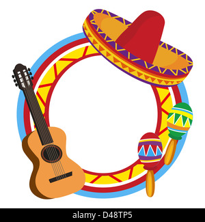 Châssis avec les illustrations de symboles mexicains Banque D'Images