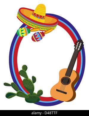 Châssis avec les illustrations de symboles mexicains Banque D'Images