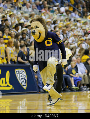 6 mars, 2013 à Berkeley, CA, USA - Le 06 mars 2013 Au cours de la NCAA de basket-ball de Mens match entre l'Université de Stanford en Californie Golden Bears vs Carinal Oski,l'ours à Hass Pavilion Berkeley en Californie Banque D'Images