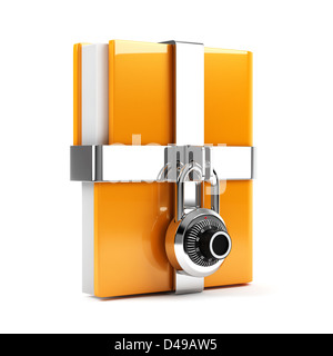 3d illustration de dossier avec serrure à combinaison. Isolé sur fond blanc Banque D'Images