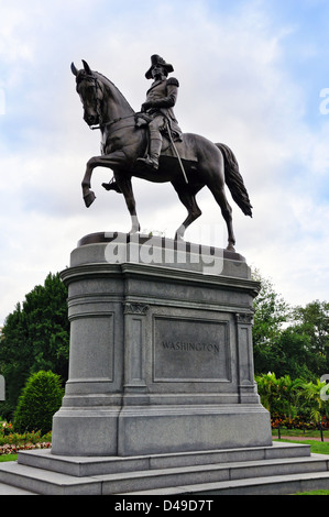 Statue équestre de George Washington, le Jardin Public de Boston, Massachusetts, États-Unis Banque D'Images