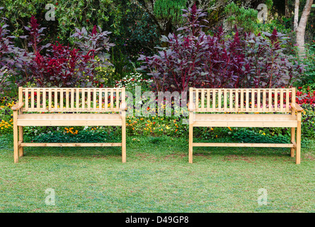 Deux chaises en bois dans le parc, vue avant Banque D'Images
