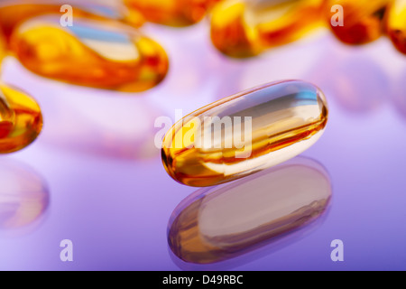 Il s'agit d'une image d'Omega 3 capsules d'huile de poisson. Banque D'Images