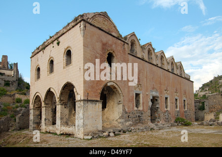 Temple orthodoxe grecque, ville fantôme de Levissi Karmylassos, Kayakoey,, Turquie Banque D'Images