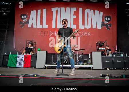 02, 2012 Saptember - All Time Low Il se produit à l'Arena Parco Nord, Bologne, Italie Banque D'Images