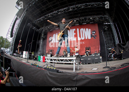 02, 2012 Saptember - All Time Low Il se produit à l'Arena Parco Nord, Bologne, Italie Banque D'Images