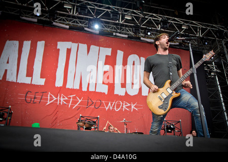 02, 2012 Saptember - All Time Low Il se produit à l'Arena Parco Nord, Bologne, Italie Banque D'Images