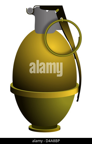 Grenade à main à code pin de sécurité sur contre fond blanc, abstract vector art illustration ; image contient la transparence Banque D'Images