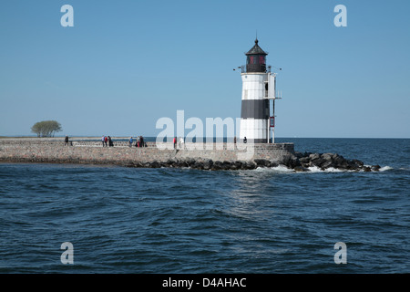 Flensburg, Allemagne, Phare et de la jetée de Schleimuende Banque D'Images