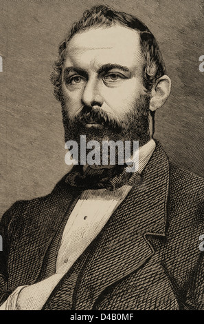 Charles XV de Suède (1826-1872). Roi de Suède et de la Norvège. La dynastie des Bernadotte. La gravure. Banque D'Images