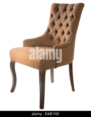 Brown fauteuil isolé sur fond blanc Banque D'Images
