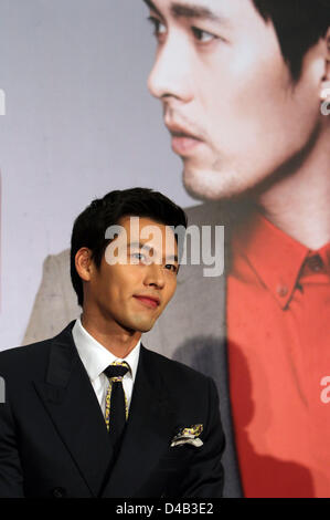 L'acteur sud-coréen Hyun Bin a tenu une conférence de presse pour ses fans à venir l'activité de réunion à Taipei, Taiwan, Chine Le vendredi 08 mars, 2013. Banque D'Images