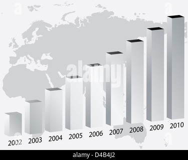 Graphique à barres 3D avec la carte Banque D'Images