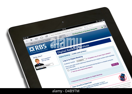 Une session dans une banque RBS compte sur un iPad 4, UK Banque D'Images
