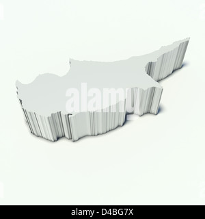 La carte de Chypre en perspective et blanc Banque D'Images