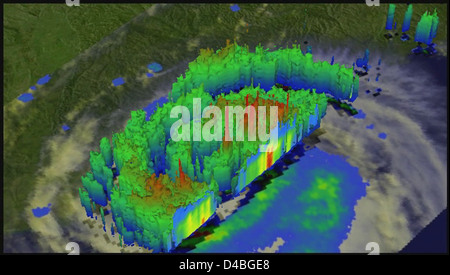 La NASA satellite TRMM voit l'ouragan Isaac bassinage Louisiane [animation] Banque D'Images