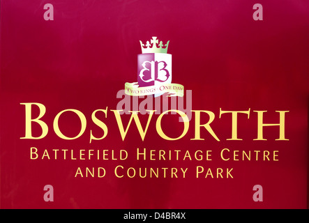 Inscrivez-vous pour la bataille de Bosworth Field, Leicestershire, East Midlands, Royaume-Uni Banque D'Images