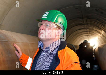 Berlin, Allemagne, visite du nouveau tunnel de chauffage urbain à partir de Vattenfall Banque D'Images