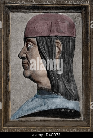 Giovanni II Bentivoglio (1443-1508). Noble italien. La gravure à l'histoire universelle, 1881. De couleur. Banque D'Images