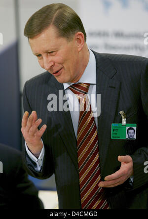 Premier vice-premier ministre russe Sergueï Ivanov est représenté à la 44e Conférence de Munich sur la politique de sécurité à Munich, Allemagne, 09 février 2008. De nombreux chefs d'état et de gouvernement, ainsi que les ministres des affaires étrangères et de la défense, participer à la conférence. Photo : Matthias Schrader Banque D'Images