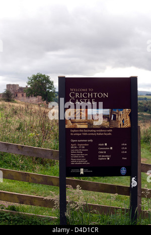 Inscrivez-vous au château de Crichton, Midlothian, Pathhead, près d'Edimbourg en Ecosse Banque D'Images