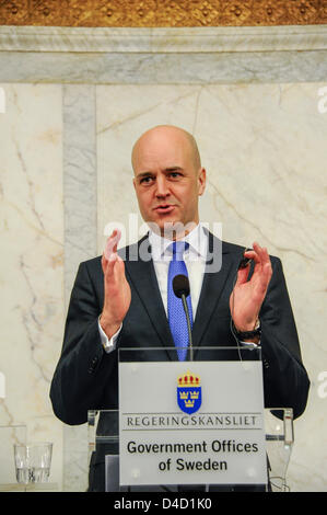 Stockholm, Suède. 12 mars 2013. Visite d'État du Président Dr Abdullah Gül de Turquie - dans l'image Le Premier ministre Fredrik Reinfeldt de Suède - Crédit : Rolf Adlercreutz / Alamy Live News Banque D'Images