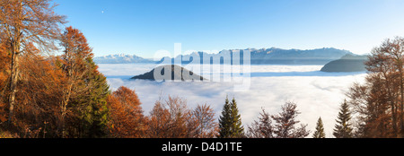 Abtenauer Becken dans la brume, l'état de Salzbourg, Autriche Banque D'Images