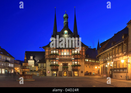 L'hôtel de ville de Wernigerode, Saxe, Allemagne, Europe Banque D'Images