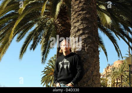 Timo Hildebrand, gardien de but allemand espagnol de Valence FC club de Primera Division, pose dans un parc au cours d'une photo avec l'agence de presse allemande dpa à Valencia, Espagne, 06 mars 2008. Photo : Gero Breloer Banque D'Images