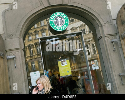 La direction de Starbucks à Prague, République tchèque, 20 mars 2008. Photo : Bjoern Steinz Banque D'Images