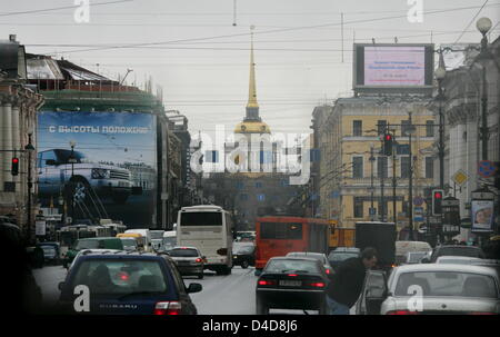 La photo montre l'amirauté de Nevsky Prospect (avenue Nevsky) à Saint-Pétersbourg, Russie, 26 mars 2008. Photo : Matthias Schrader Banque D'Images