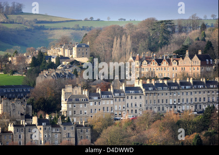 Vue sur les toits de Camden Crescent à Bath Somerset UK Banque D'Images