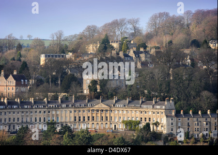 Vue sur les toits de Camden Crescent à Bath Somerset UK Banque D'Images