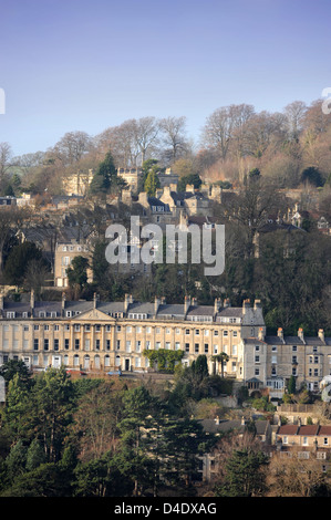 Vue sur les toits de Camden Crescent à Bath Somerset UK Banque D'Images